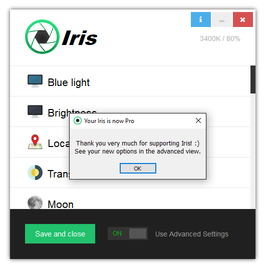 blue iris activation code when updating computer